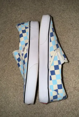 Vans Blue/Off White Checkered Slip-Ons