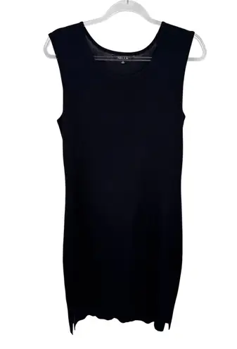 Misook Minimalist Knit Sleeveless Dress Womens Medium Black Side Slit