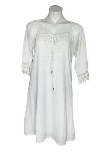 Naïf NAIF White Dress Lace Detail Tie Keyhole Round Neckline Boho Size Medium