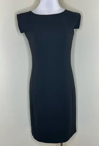 MM.LaFleur Merino Wool Sheath Dress 6 Black Cap Sleeve Work Mini Business Office