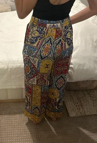 Haute Hippie Wide leg pants boho resort flowey pattern beachwear lounge indoor/ outdoor