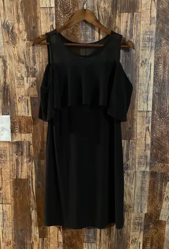 Tiana B women's black casual dress with sheer top size small