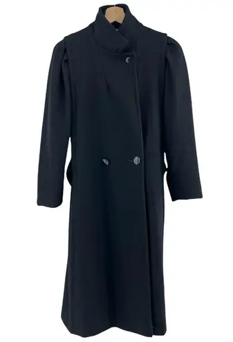 Jill Jr. MEDIUM American VINTAGE 70s Black Wool Blend Opera Over Trench Coat