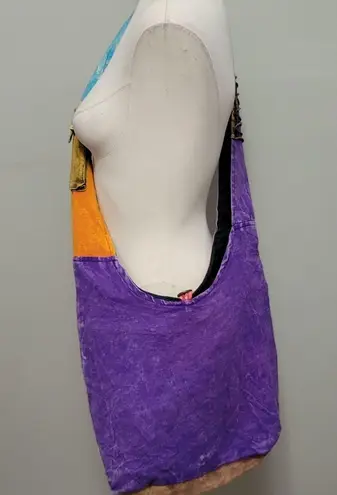 Colorful boho razor cut crossbody sling cotton bag