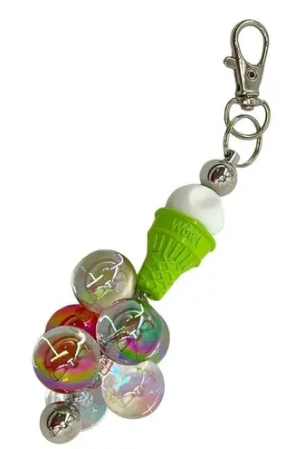 Keychain purse charm Beaded Keychain For Women, Silicone bead ice cream cone bal Green