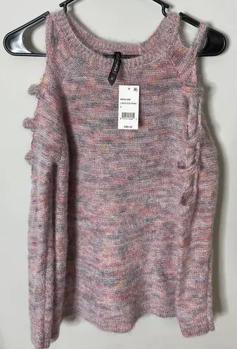 Ban Jara Women’s Lipstick Pink Cold Shoulder Sweater Pullover Small New with Tags