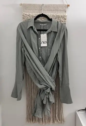 ZARA Collar Button Down Blouse thumbnail 3