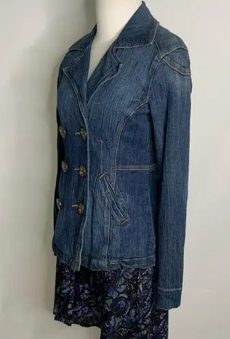 CAbi  Double Breasted Stretchy Blue Jean Fitted Tailored Casual Jacket XS