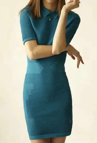 Alexander Wang Technical Short Sleeve Polo Dress in Curaçao Blue Large