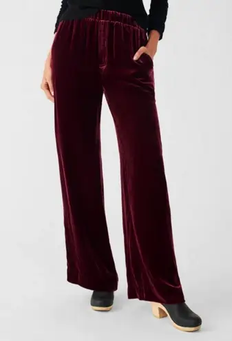 Faherty ππ Vintage Silk Velvet Genevieve Pant Wide Leg Maroon Banner Large NWT