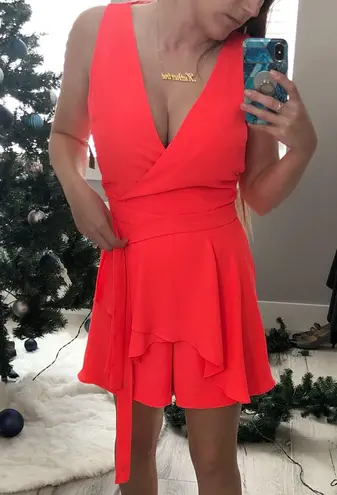 Decree Neon Faux Wrap Sleeveless Romper