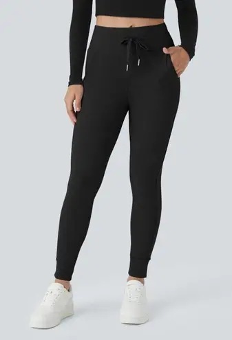 Halara Softlyzero Plush High Waisted Drawstring Full Length Joggers Black XS P