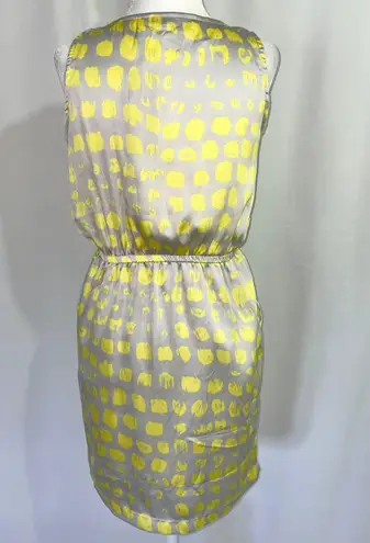 Emmelee New Dot Print Ruffle Trim Dress Sleeveless Satin Mini Yellow Grey