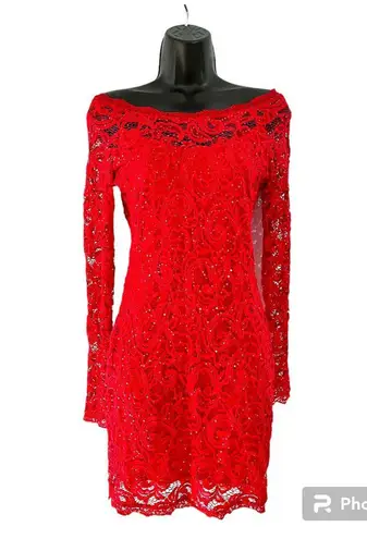 Sequin Hearts Sequin ❤️ Hearts Red Lace Dress