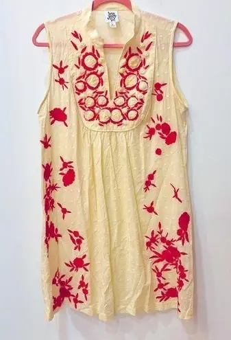 Ivy Jane sleeveless ivory embroidered flower dress v neck size Large