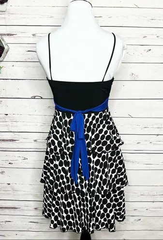 Sweet Storm Black Blue & White Polka Dot Party Dress Size Medium