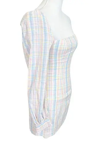 Majorelle  Harlow Mini Plaid Pastel Dress Revolve One Shoulder Womens Size XS