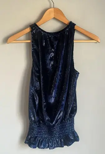 Ramy Brook  Blue Shimmer Velvet Blouse