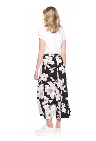 Apt. 9 Black Floral Button Midi Skirt XXL