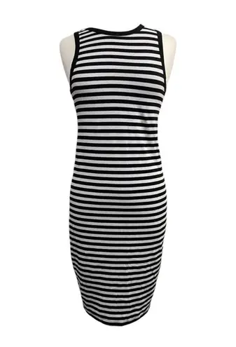 Women's Cotton:On Black & White Striped Dress Size M Size M