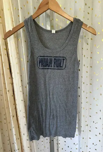Wehiwa Pauahi Built Hawaiian Heather Gray Graphic Ribbed Scoop Neck Tank Top S