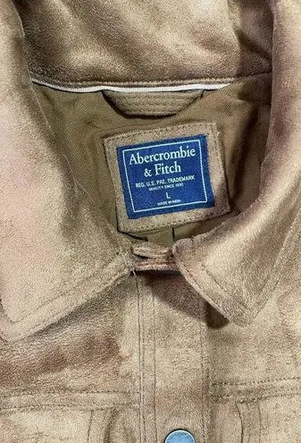Abercrombie & Fitch brown suede trucker jacket size LARGE