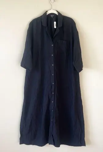 Madewell  Lightestspun Cover Up Maxi Shirtdress in True Black Size Medium NWT