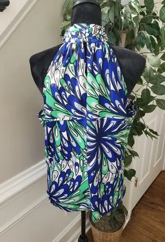 New York And Company Multicolor Cold Shoulder Mock Neck Top Blouse Size Large