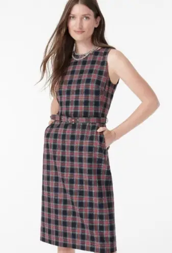 J.Crew NWT  Belted Sheath Dress in Red Green Multi Black Steward Tartan Dress 8