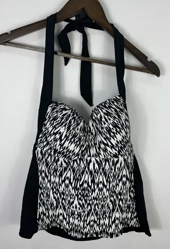 Collections by Catalina Tankini Swimsuit Halter Top Womens Medium Ikat Boho Black