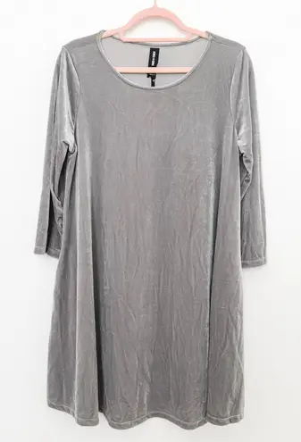 Agnes & Dora Womens Velvet Dress Size XL Gray 3/4 Sleeve Holiday Minimalist Glam