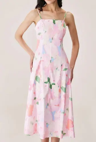 Rihoas Pink Floral Slip Midi Dress Size XL