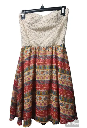 Liberty Love Strapless Dress Bohemian Print Casual Dress Size M
