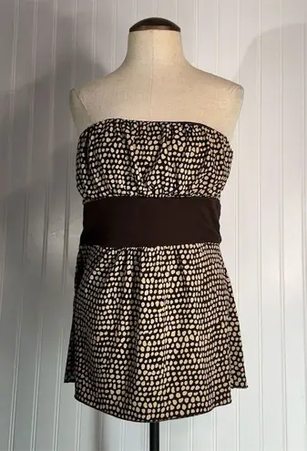 Self Esteem Y2K Strapless Babydoll Brown Polka Dot Empire Waist Tube Top M