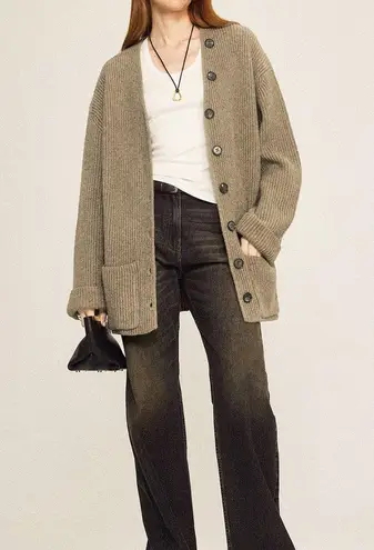 Commense Ribbed Loose Knit Outerwear size M Tan Size M