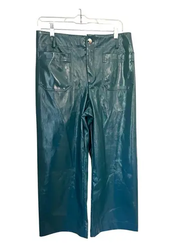 Maeve Anthropologie Colette Faux Leather Blue Cropped Wide-Leg Pants Size 30
