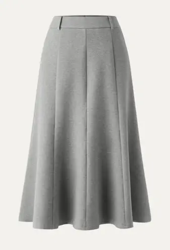 OGL FuzzLuxe High Waisted Umbrella Hem Midi Skirt Heathered Gray L Large New