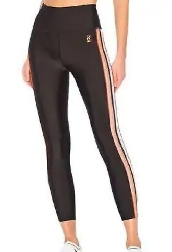 P.E Nation Crossbar Black Leggings Black Side Stripe Green XSmall Activewear Size XS