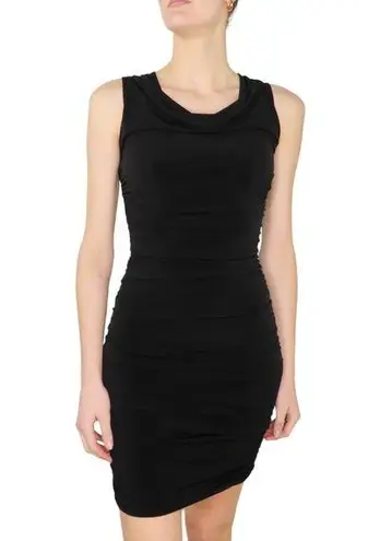 1990s Vintage Intermission Little Black Dress Ruched Cowl Neck Bodycon Small