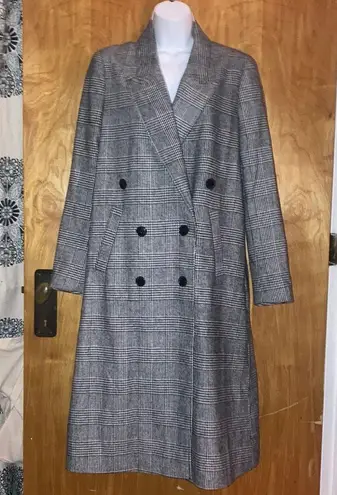 Black & White Plaid Wool Nili Lotan X Target Double Breasted Over Coat Size M Size M
