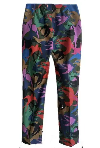 Sonia Rykiel Paris Womens Birds All Over Print Pants Size 36 French, 100% Cotton Blue