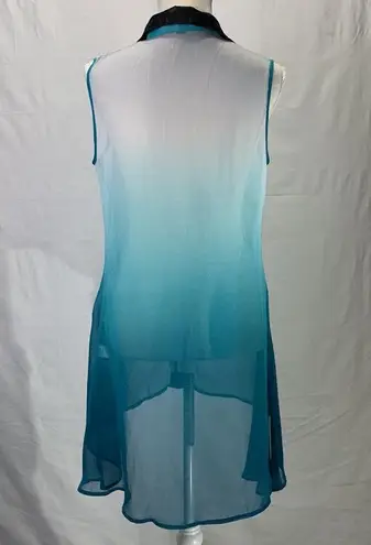 Firmiana Lily by Ombre Beach Cover Up White to Teal Size Small