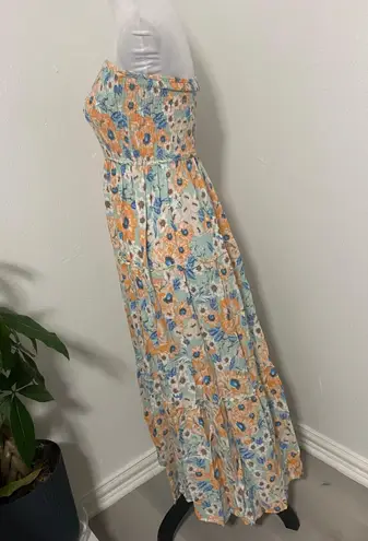 Zesic a Women's Sleeveless Ribbed Top Bold Floral Print Tiered Maxi Dress Sz M thumbnail 3