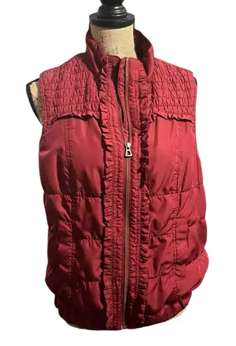 Unknown Brand Women's Red Quilted Vest with Smocking & Ruffles Size undefined