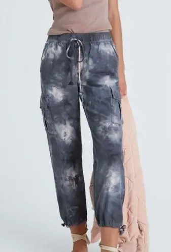 Sanctuary x Anthropologie Tie Dye Cargo Pants Blue Pink Adjustable Waist/Ankles