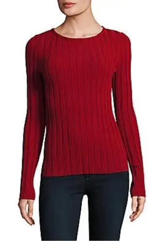 Cinq a Sept Pullover Ribbed Sweater Pomegranate Ruby Red Medium Cinq à Sept