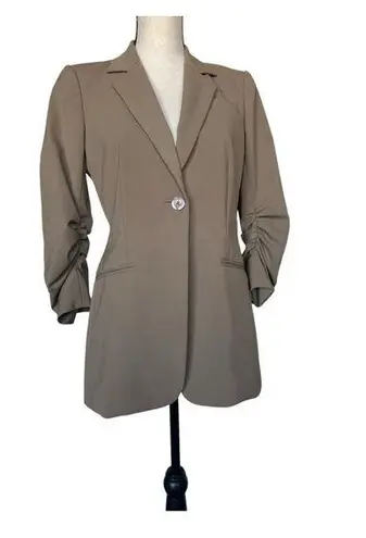 Peace Of Cloth Panticular Ruched Sleeve Beige Women’s Blazer Size 2 Gray