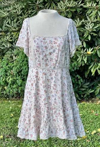 Milkmaid Dress L Crochet Cottagecore American Eagle AE Dainty Floral Size L