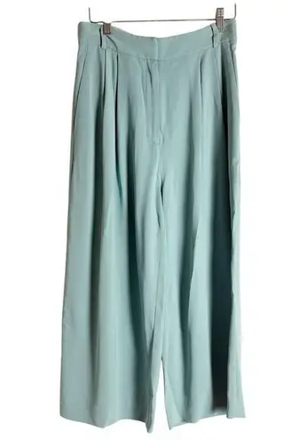 Tibi Seafoam Green Cropped Wide Leg Pleated Flowy Trouser Pants Size 2