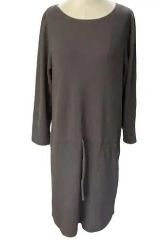 LILLA P Gray Long Sleeve Waffle knit Dress NEW Size SMALL
